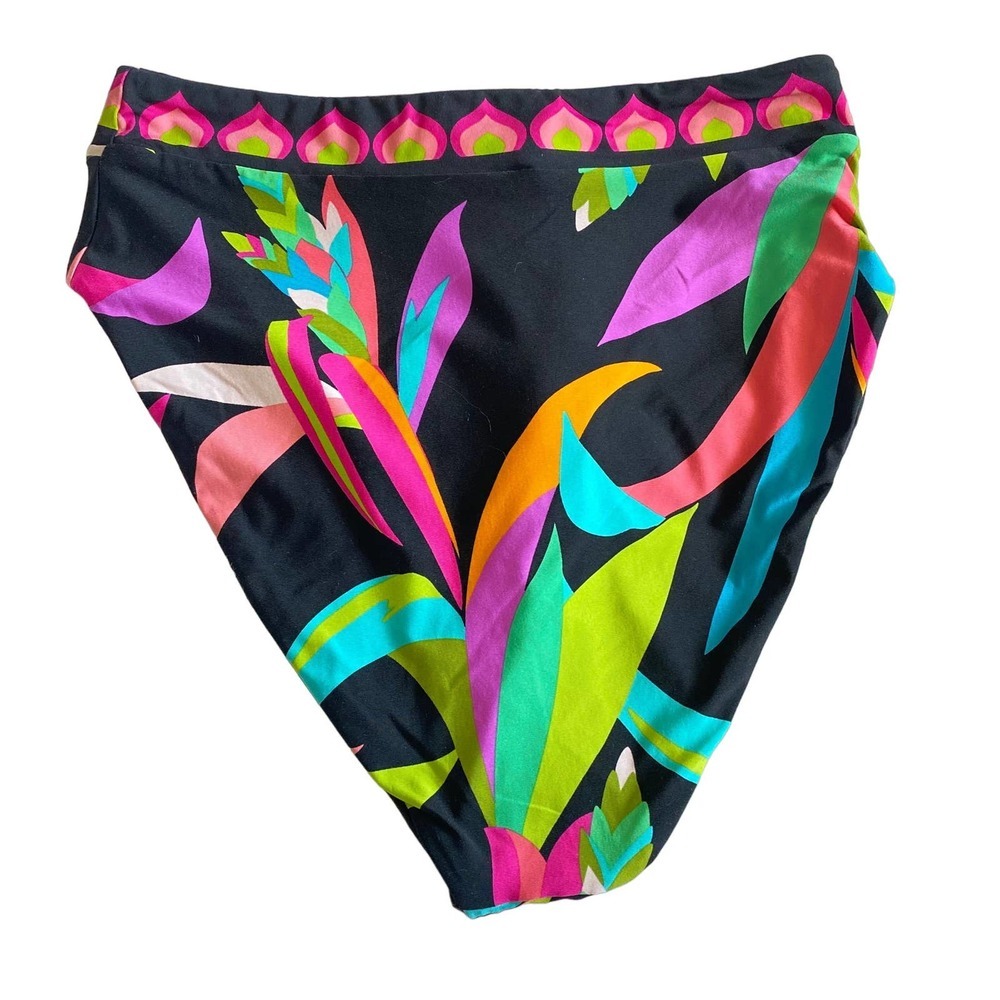 Trina Turk Black Multi-Color High Waist Bikini Bottom